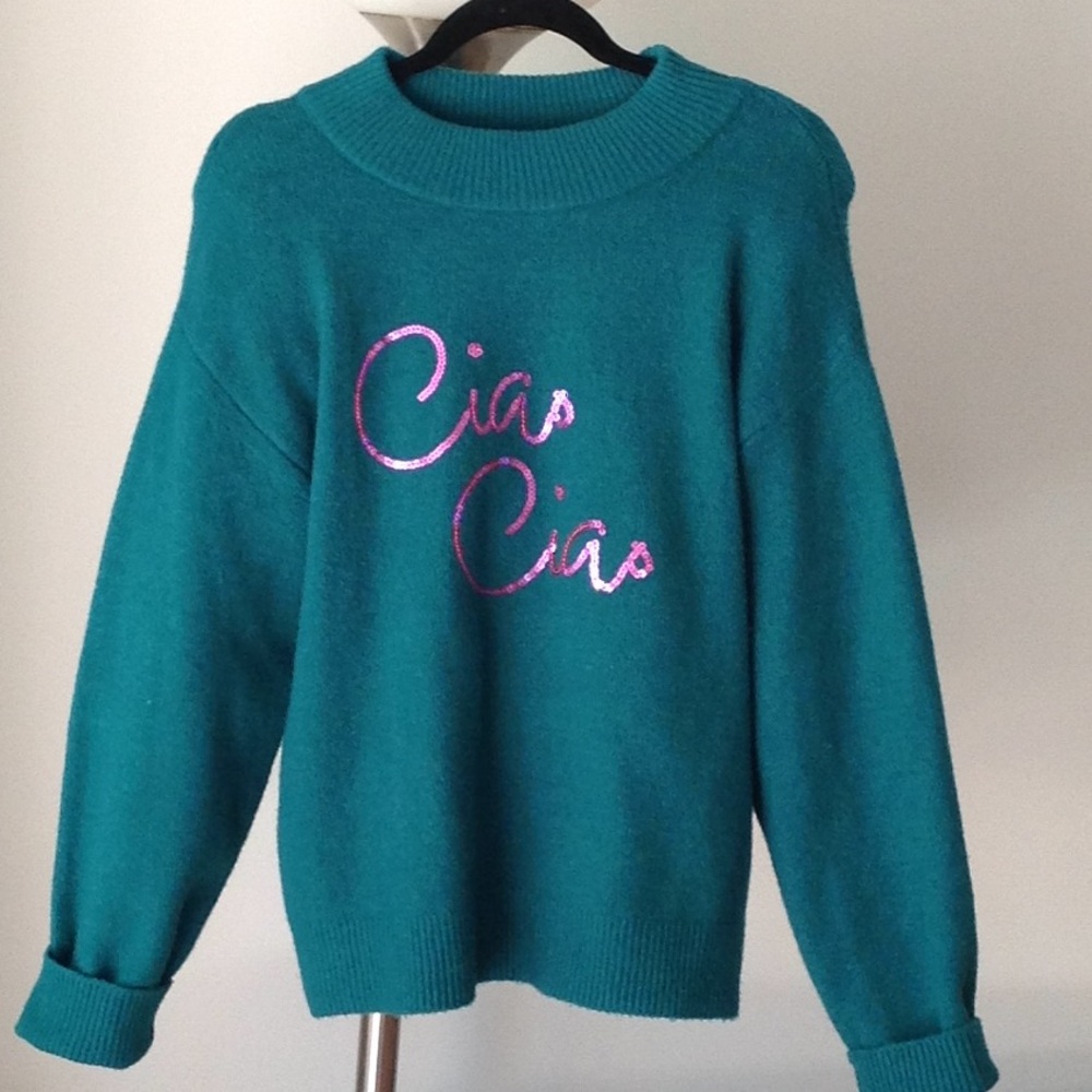 🇮🇹 a new day - PINK Sequined 'Ciao Ciao' Sweater